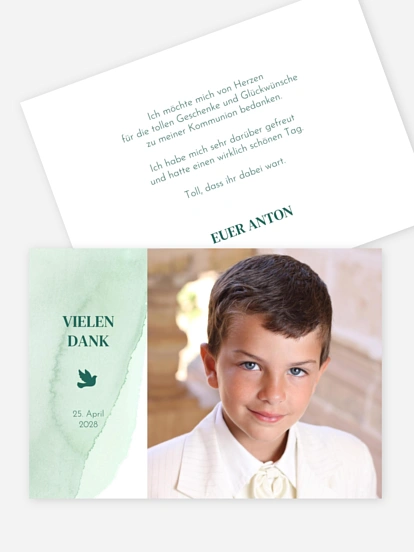 Danksagung Kommunion Watercolor Dove