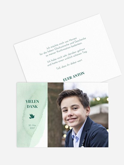 Danksagung Konfirmation Watercolor Dove