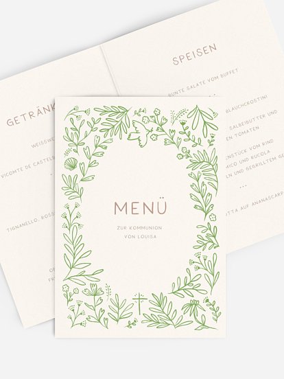Menükarte Kommunion Segensblüten