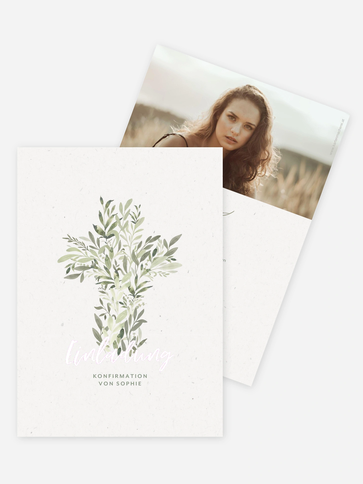 Konfirmationseinladung Greenery Cross