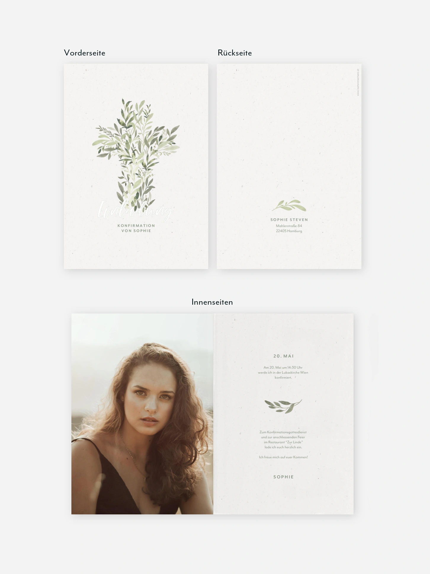 Konfirmationseinladung Greenery Cross