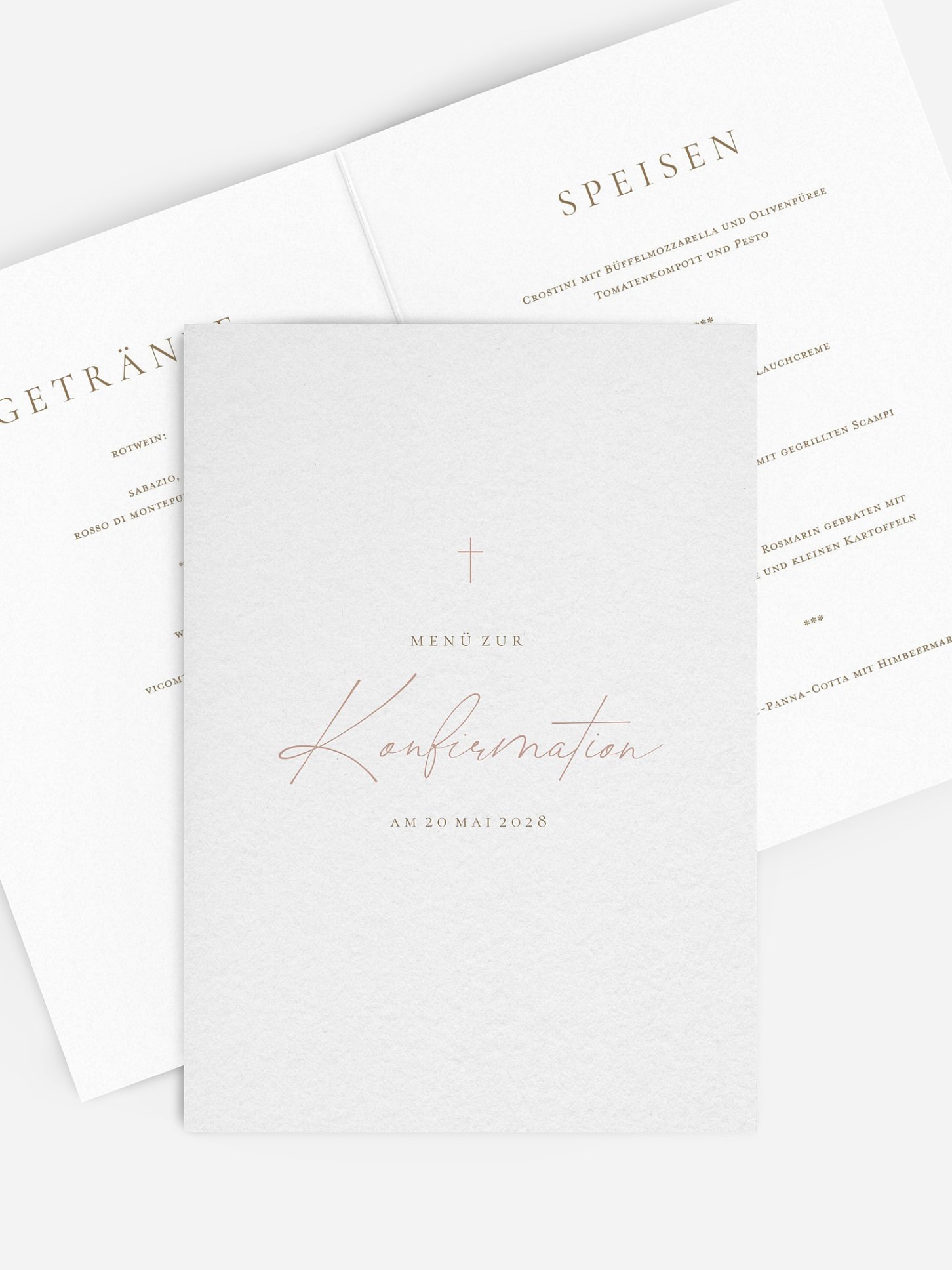 Menükarte Konfirmation Elegant Lettering