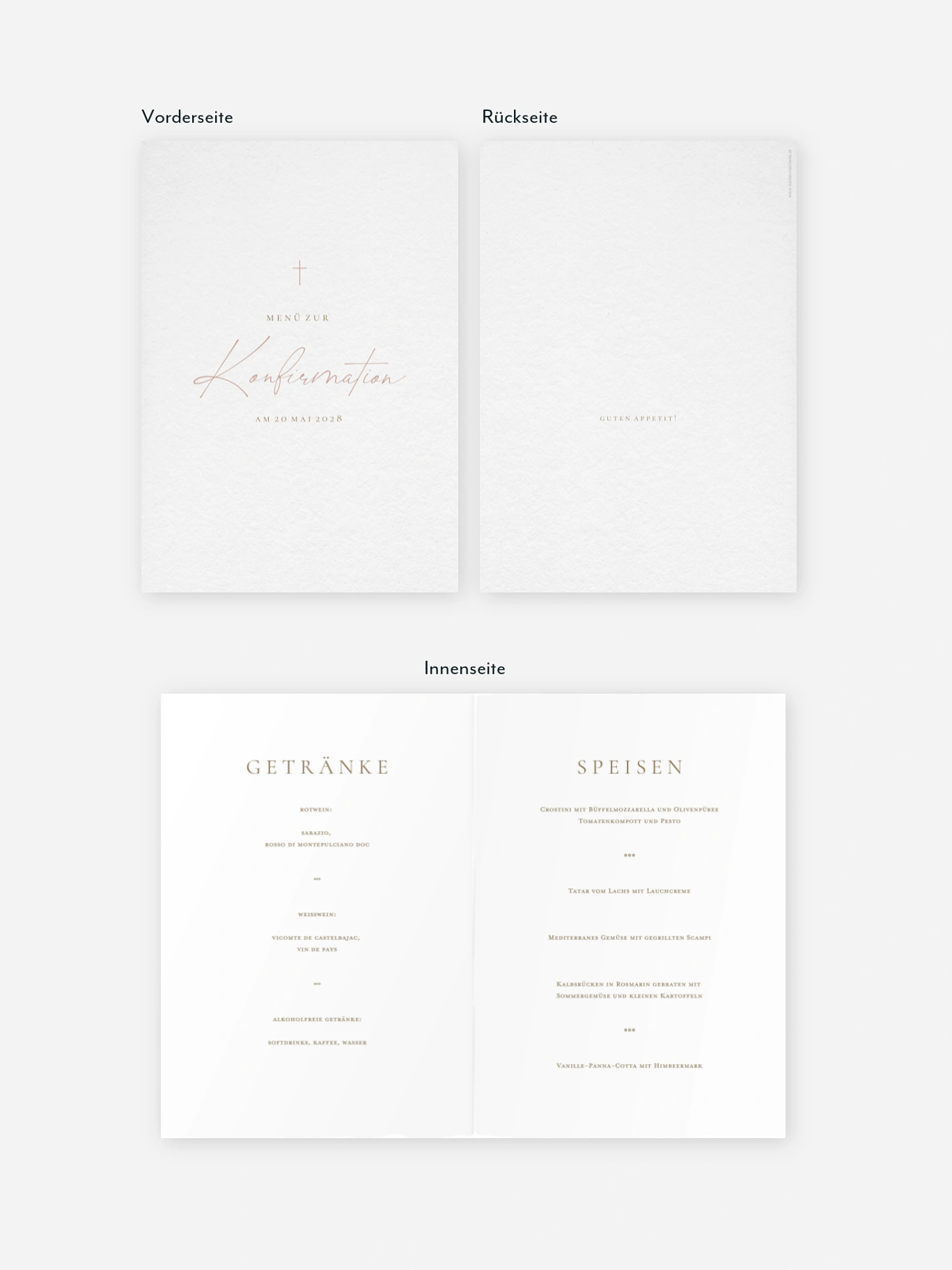Menükarte Konfirmation Elegant Lettering