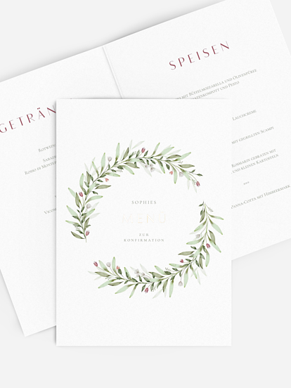 Menükarte Konfirmation Blättersegen