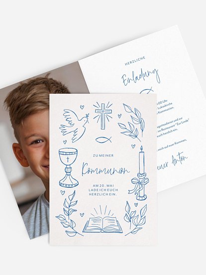 Kommunionseinladung Blissful Symbols