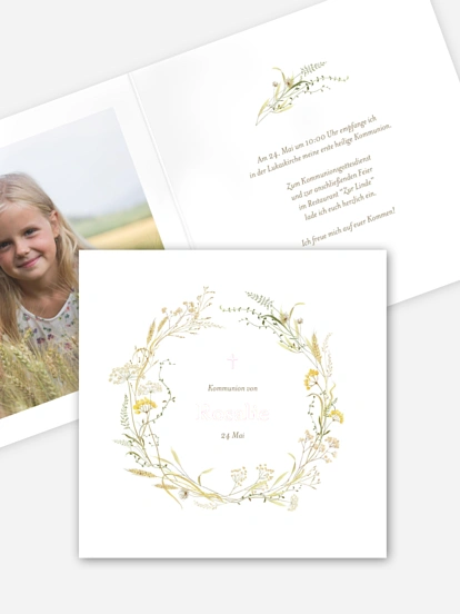 Kommunionseinladung Floral Blessings