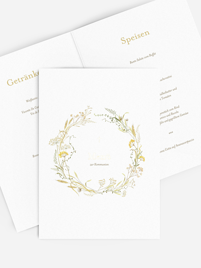 Menükarte Kommunion Floral Blessings