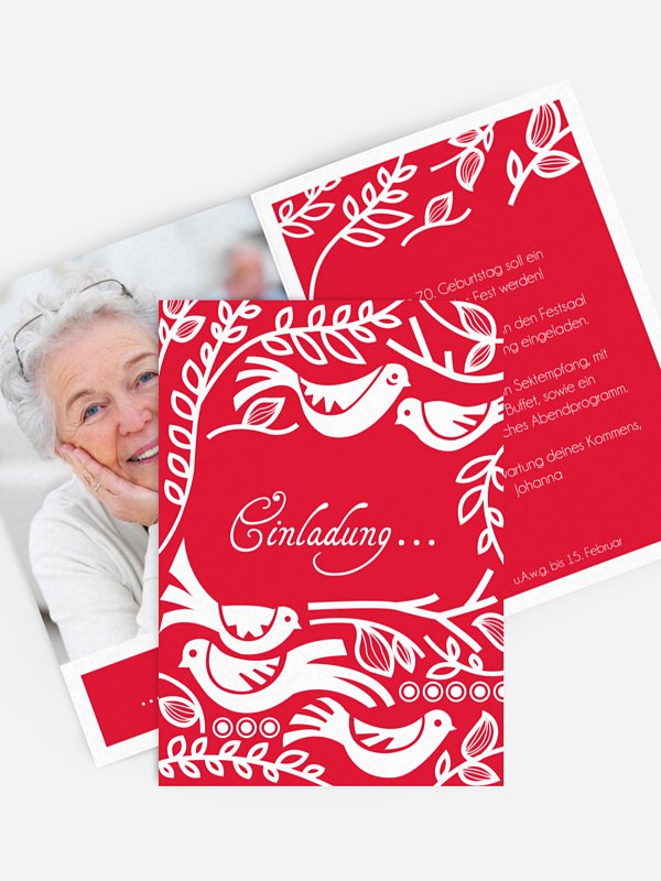 Einladung 70. Geburtstag Birdsong