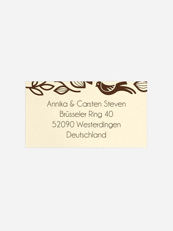 Empfängeraufkleber Hochzeit Birdsong