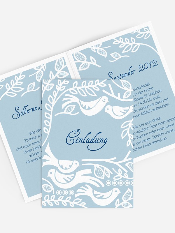 Einladung zur Silberhochzeit Birdsong