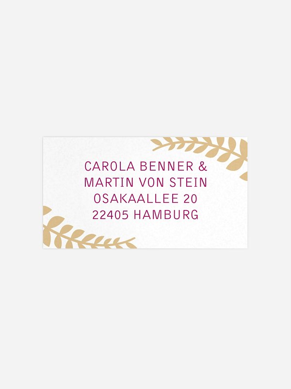 Empfängeraufkleber Hochzeit Camelia