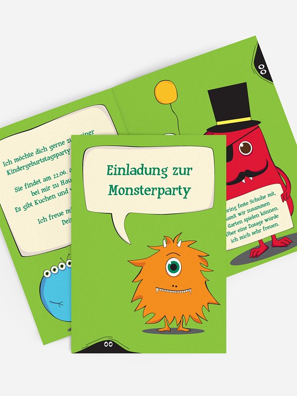 Kindergeburtstagseinladung Monster