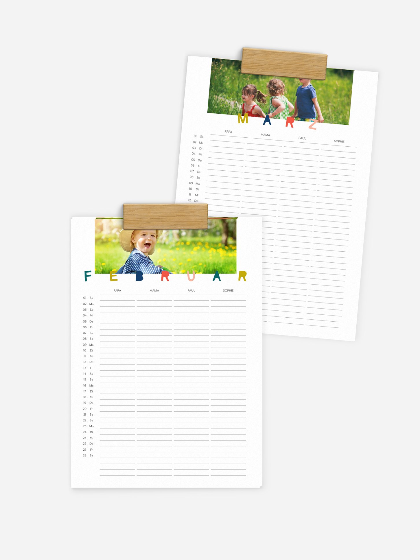Familienkalender Buntes Jahr 4 Spalten