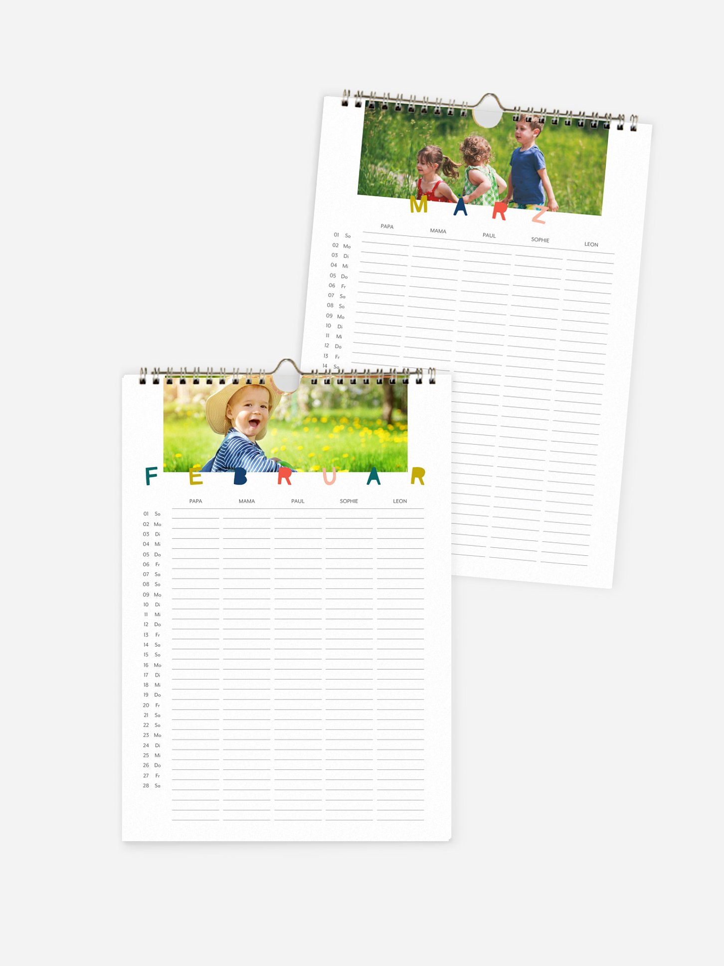 Familienkalender Buntes Jahr 5 Spalten