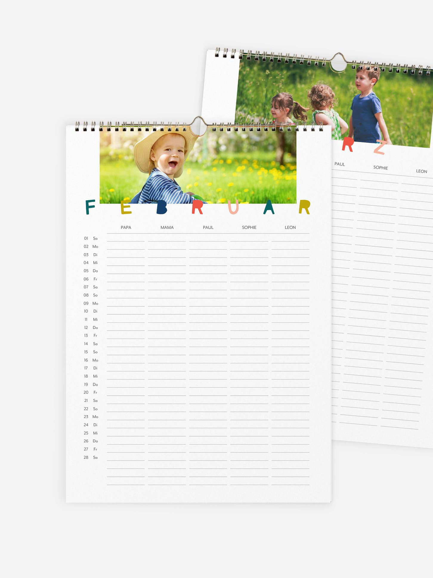 Familienkalender Buntes Jahr 5 Spalten