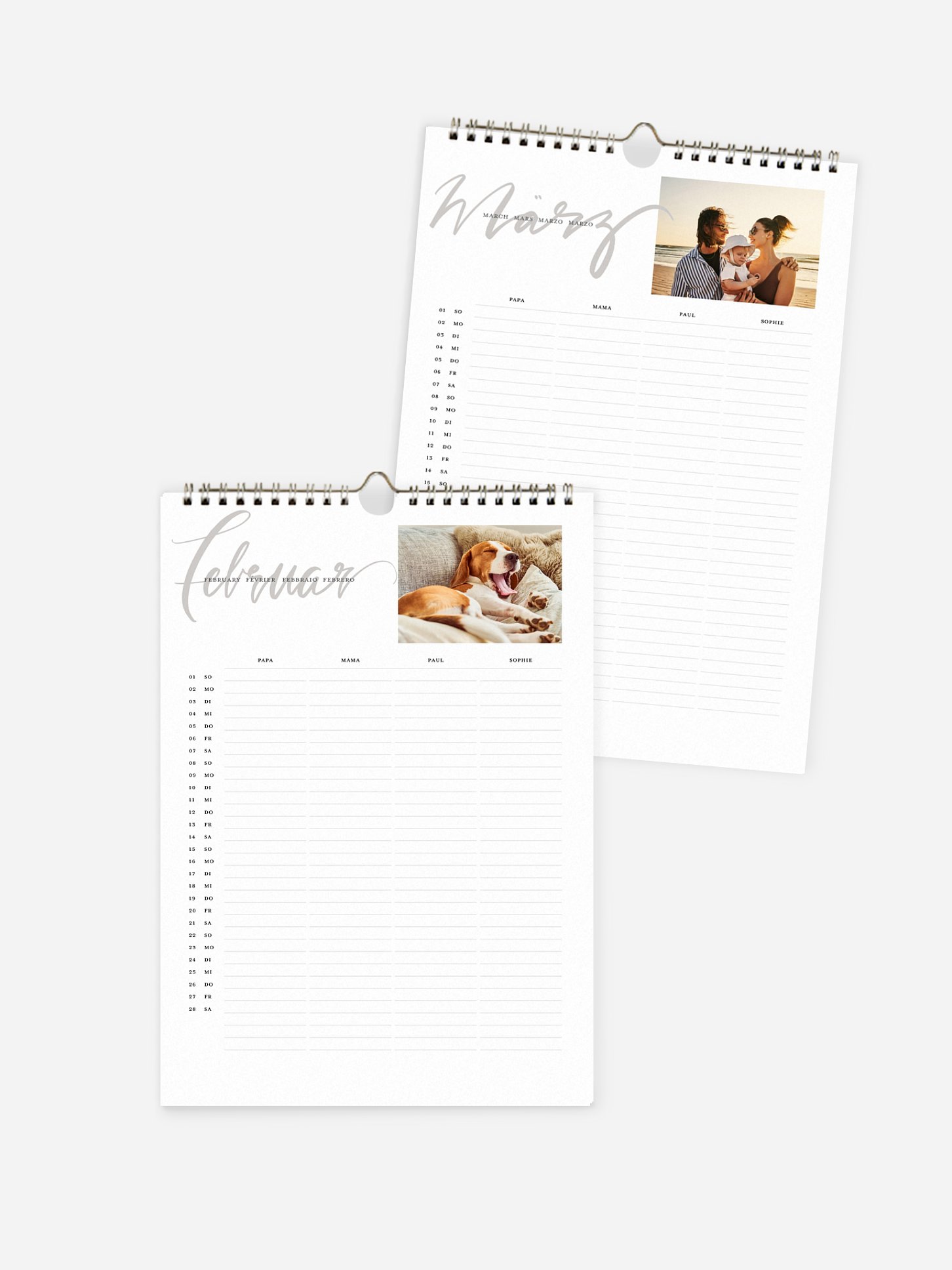 Familienkalender Calligraphy Year 4 Spalten