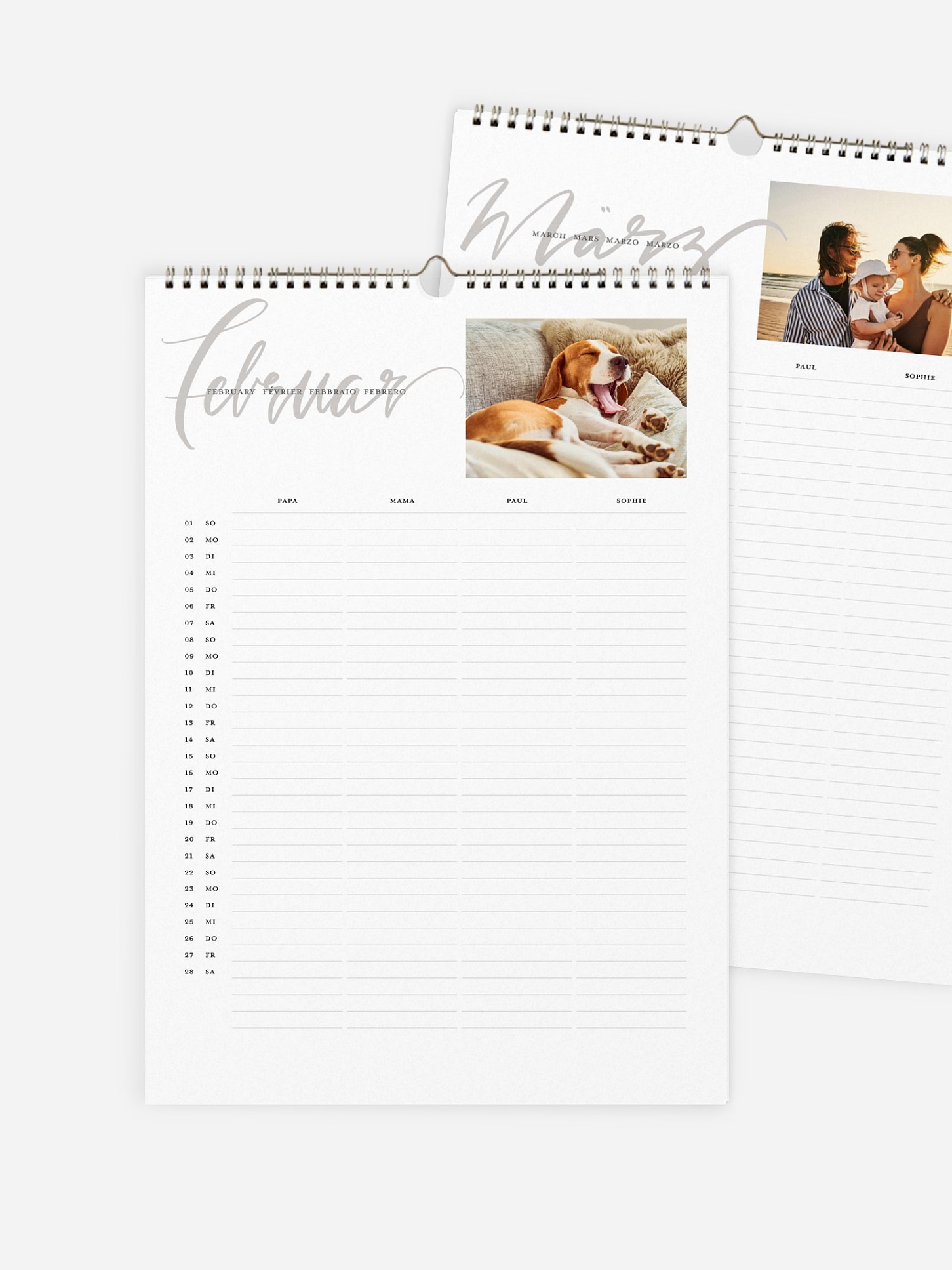 Familienkalender Calligraphy Year 4 Spalten
