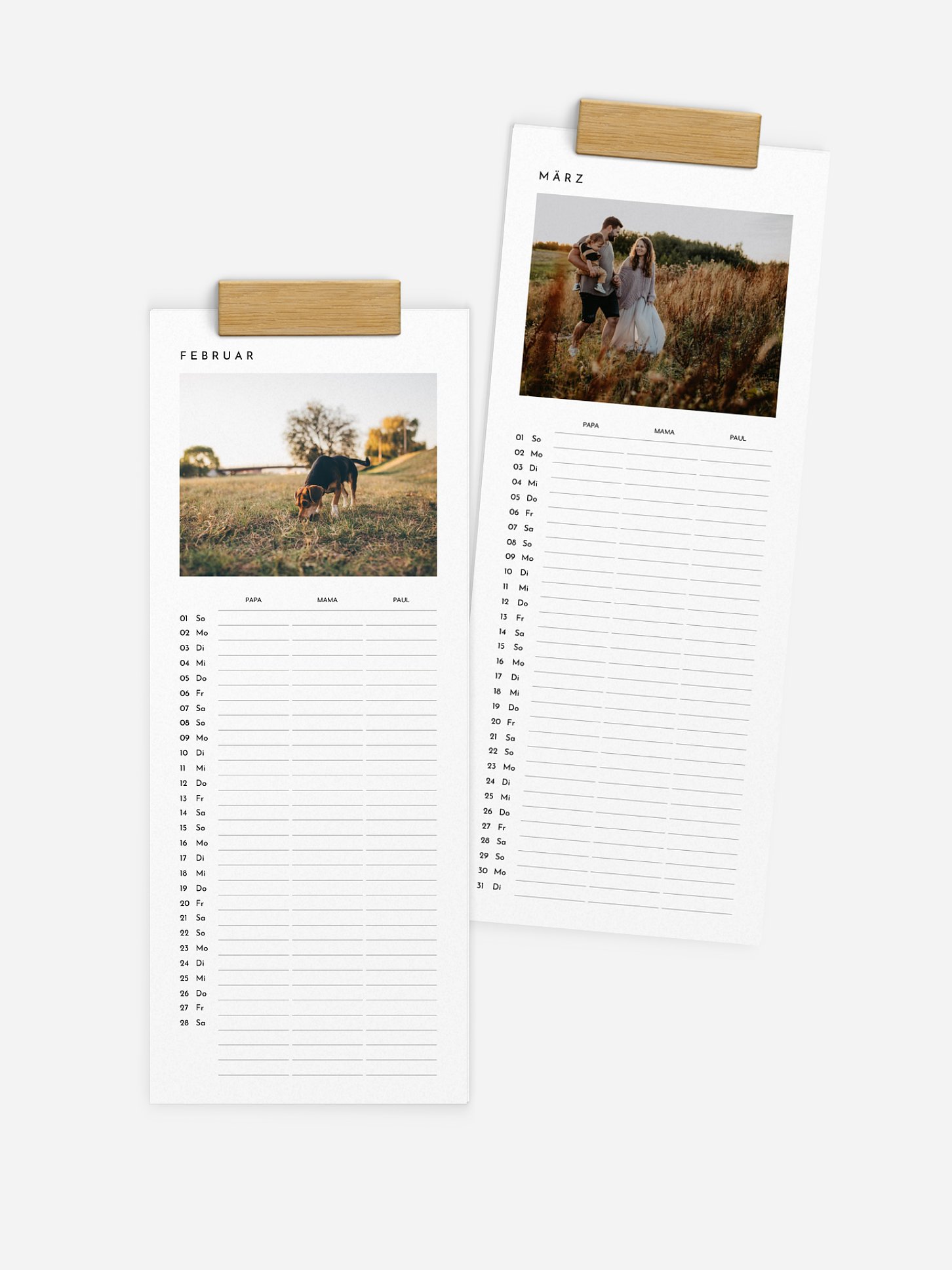Familienkalender Minimalistic 3 Spalten
