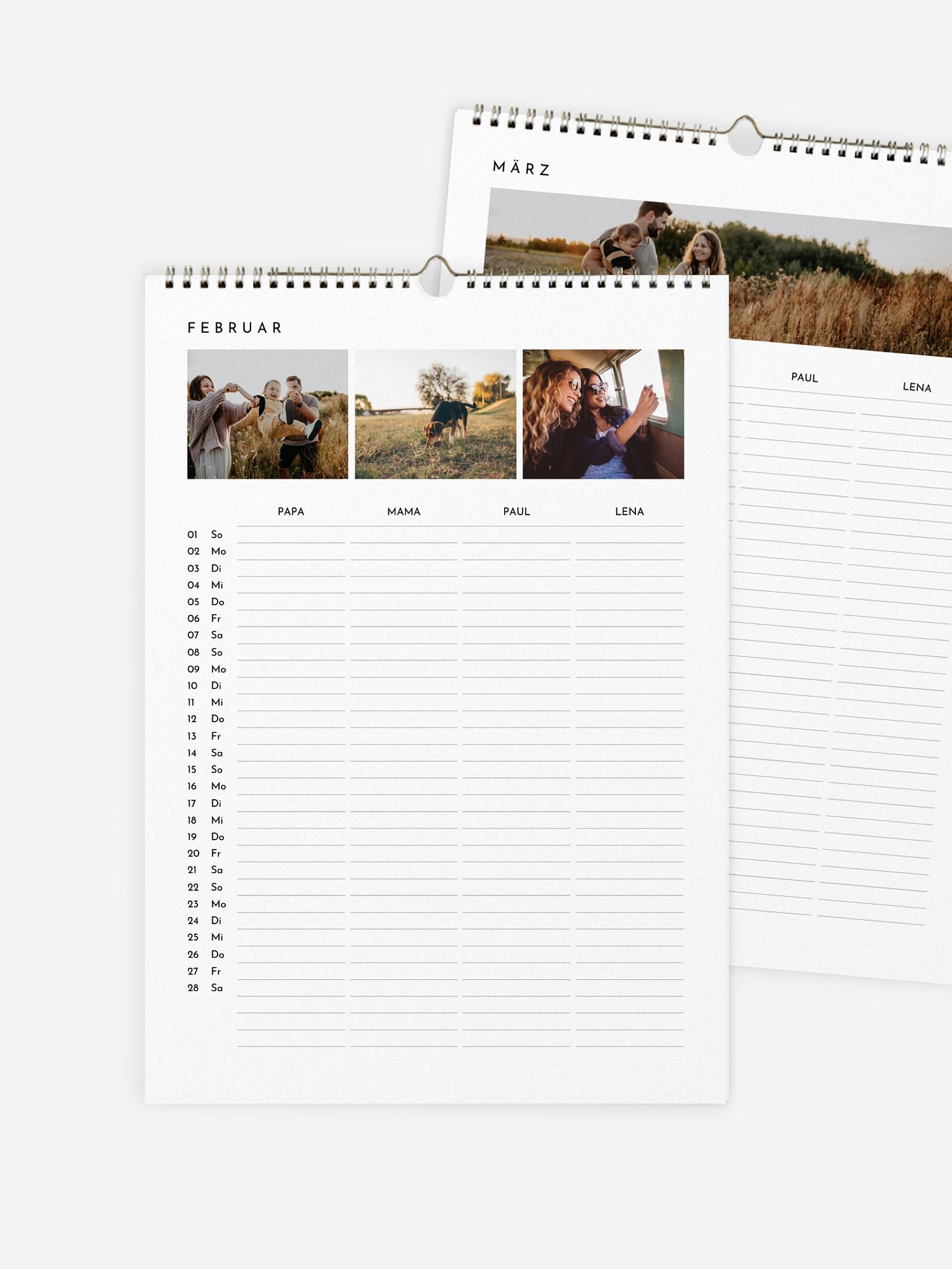 Familienkalender Minimalistic 4 Spalten
