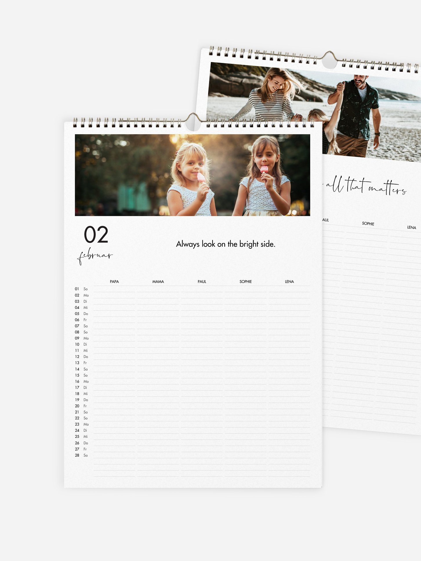 Familienkalender Große Worte 5 Spalten