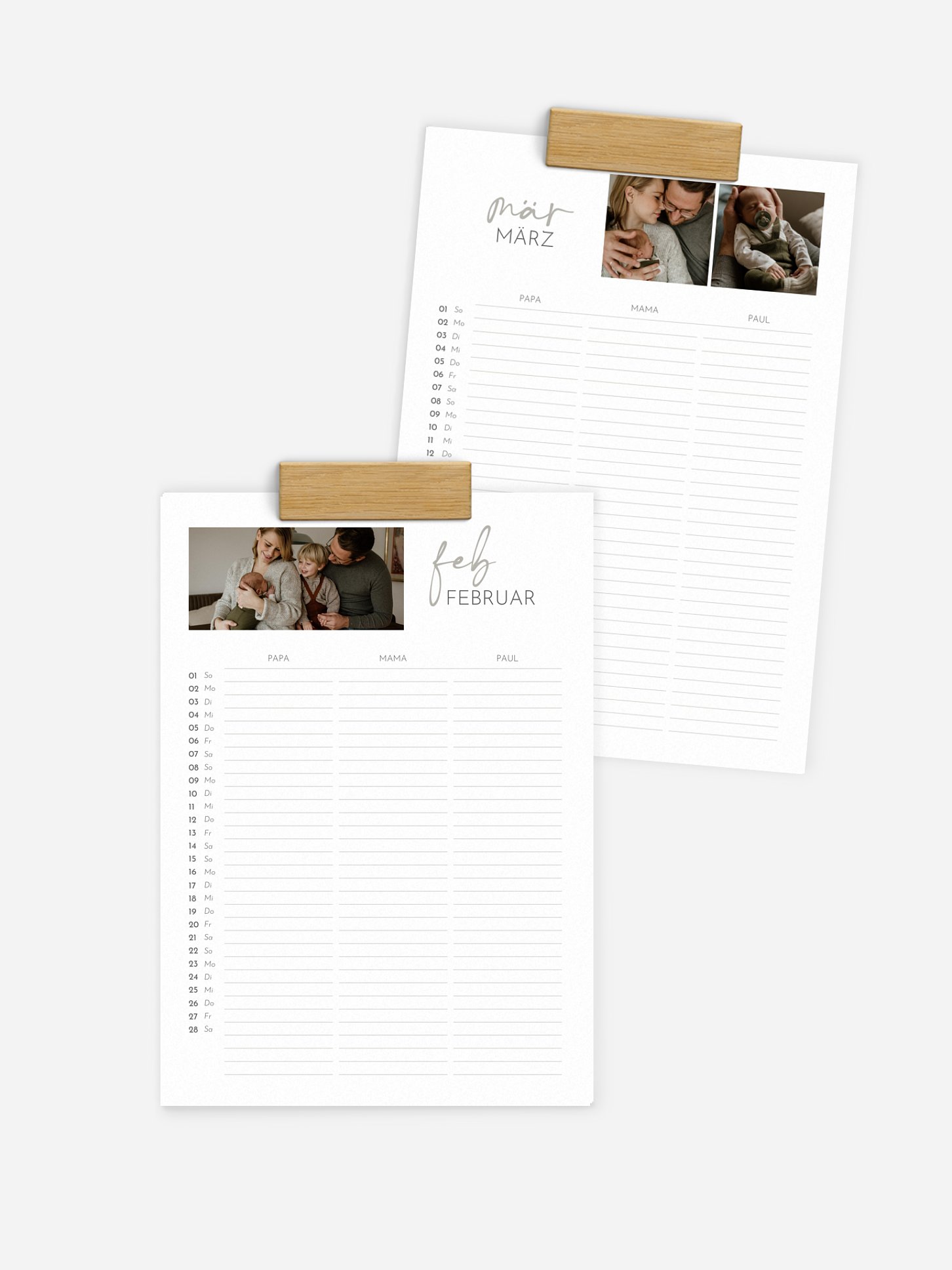 Familienkalender Unsere Zeit 3 Spalten