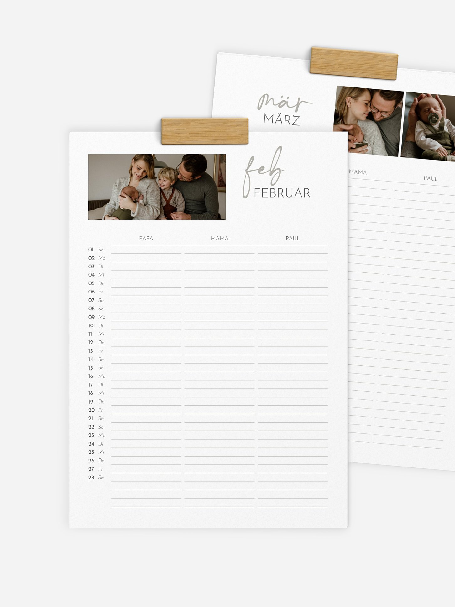 Familienkalender Unsere Zeit 3 Spalten
