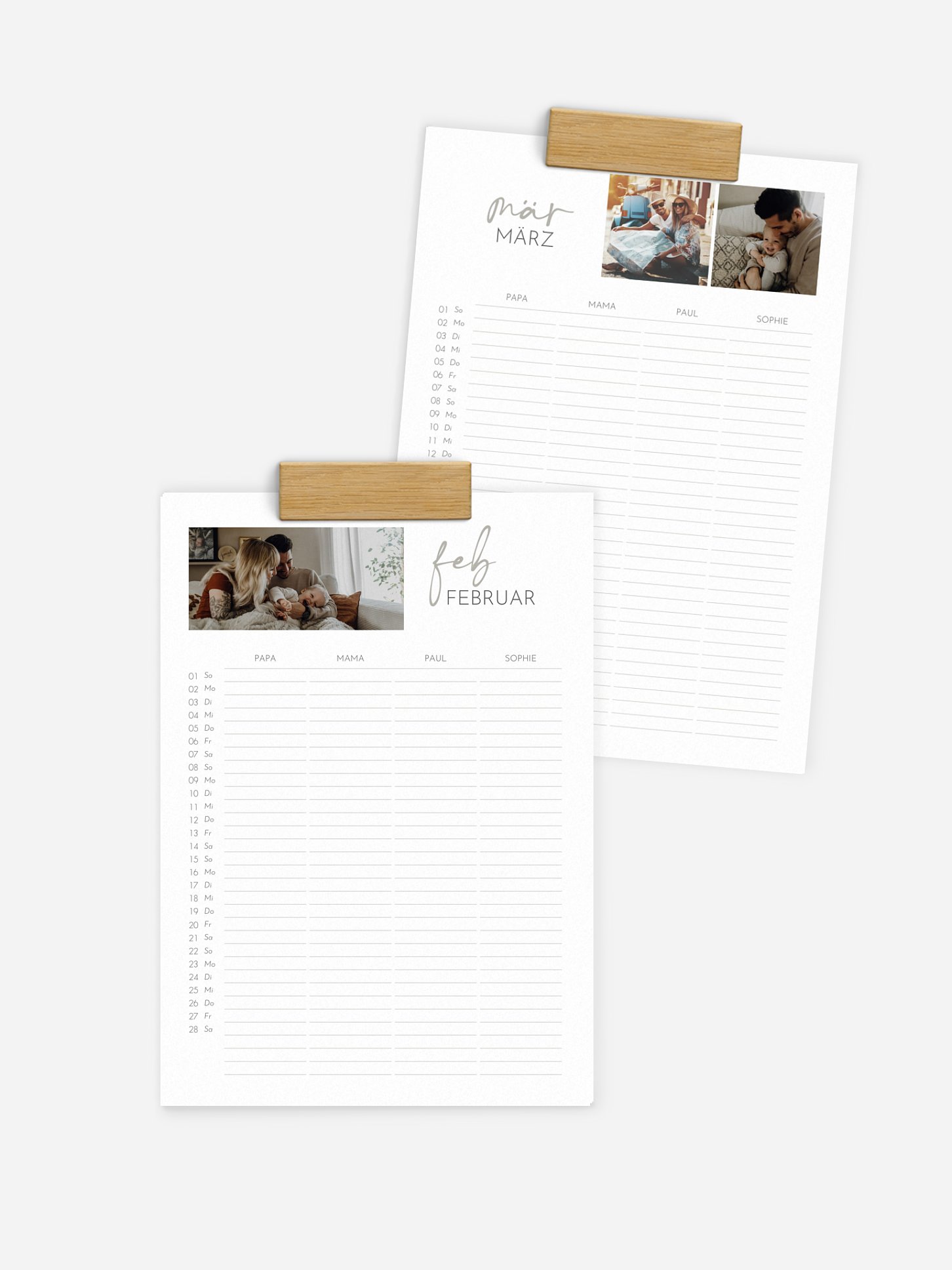 Familienkalender Unsere Zeit 4 Spalten