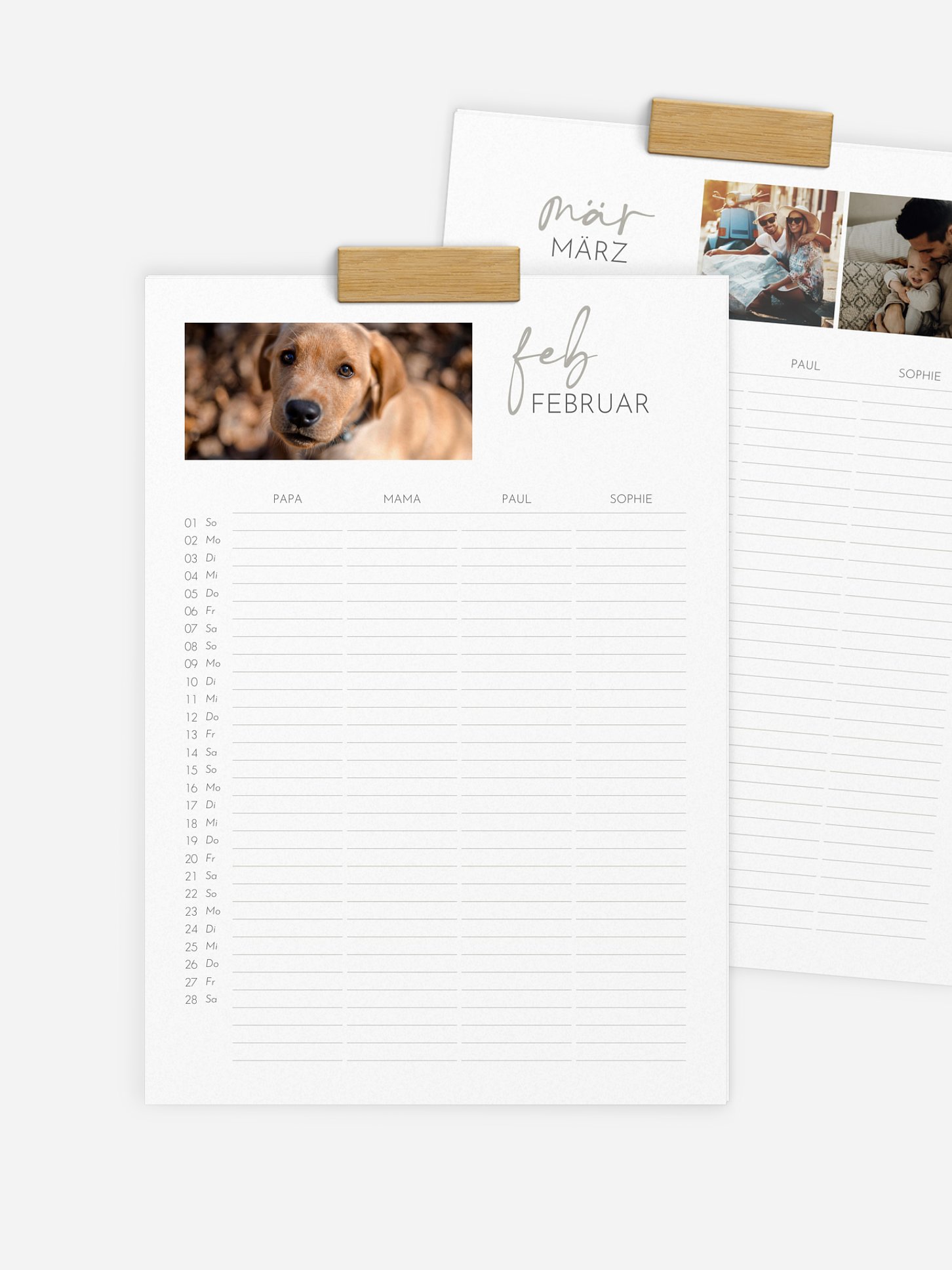 Familienkalender Unsere Zeit 4 Spalten