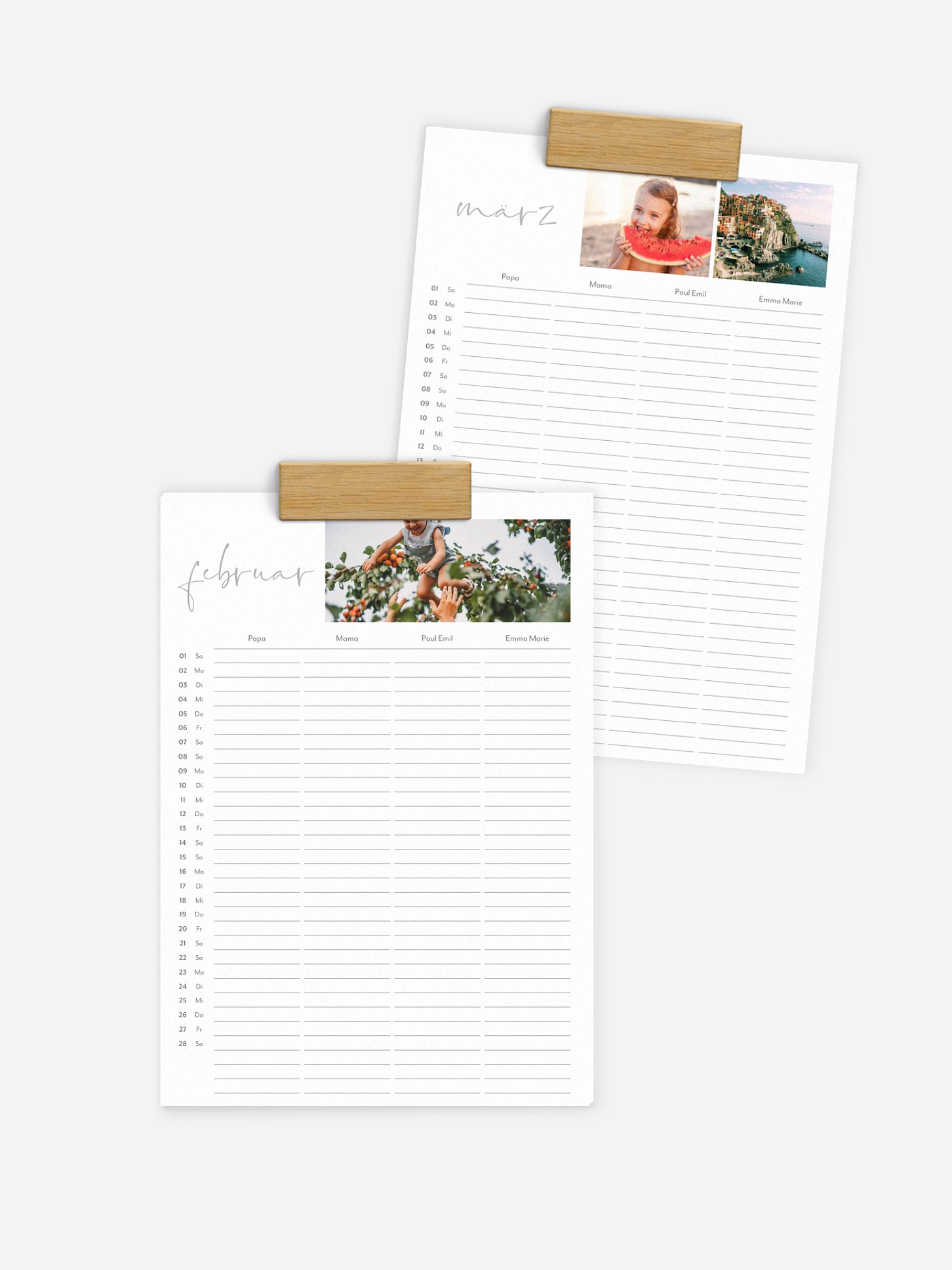 Familienkalender Glücksgefühle 4 Spalten