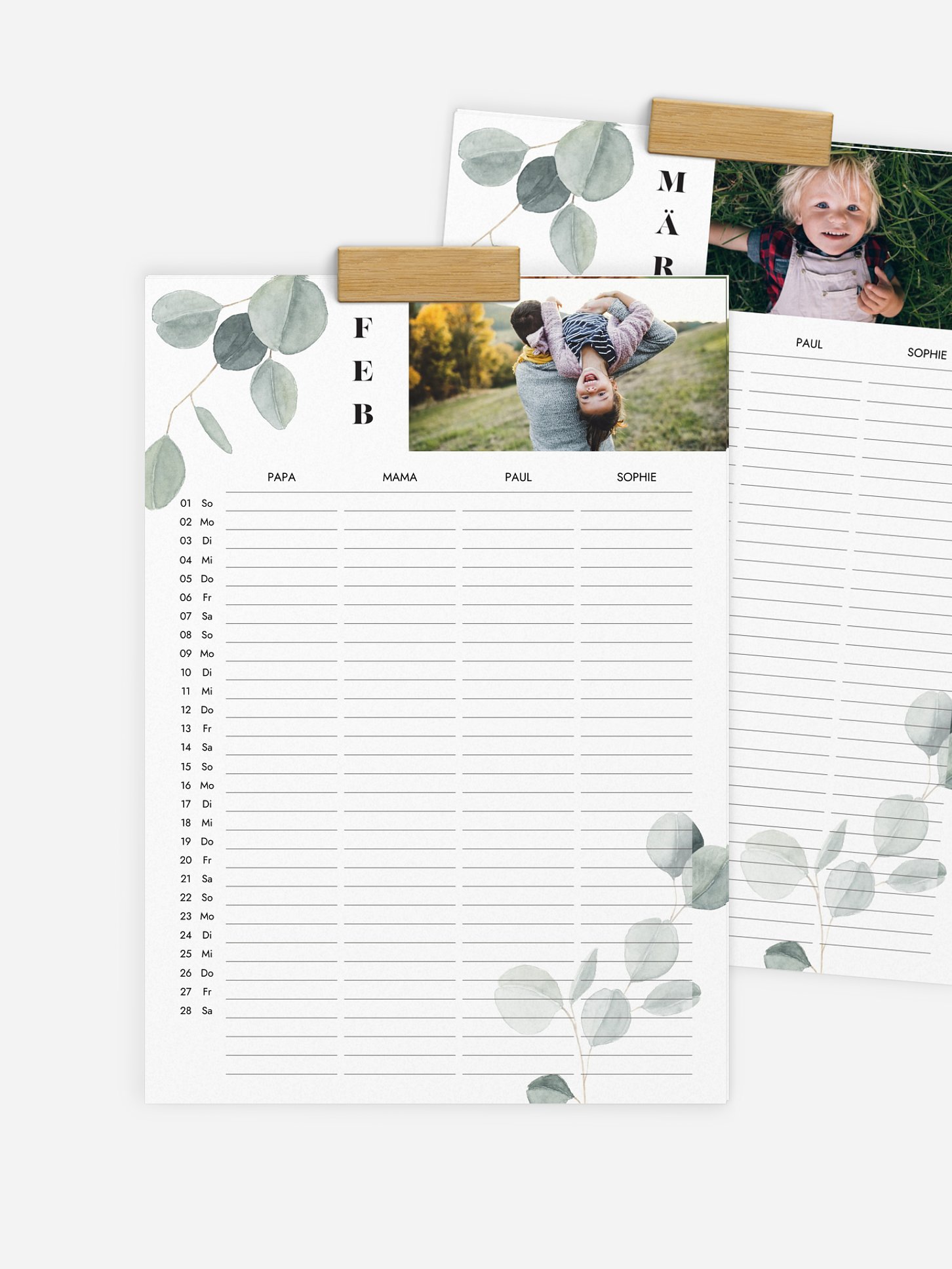 Familienkalender Beste Zeit 4 Spalten