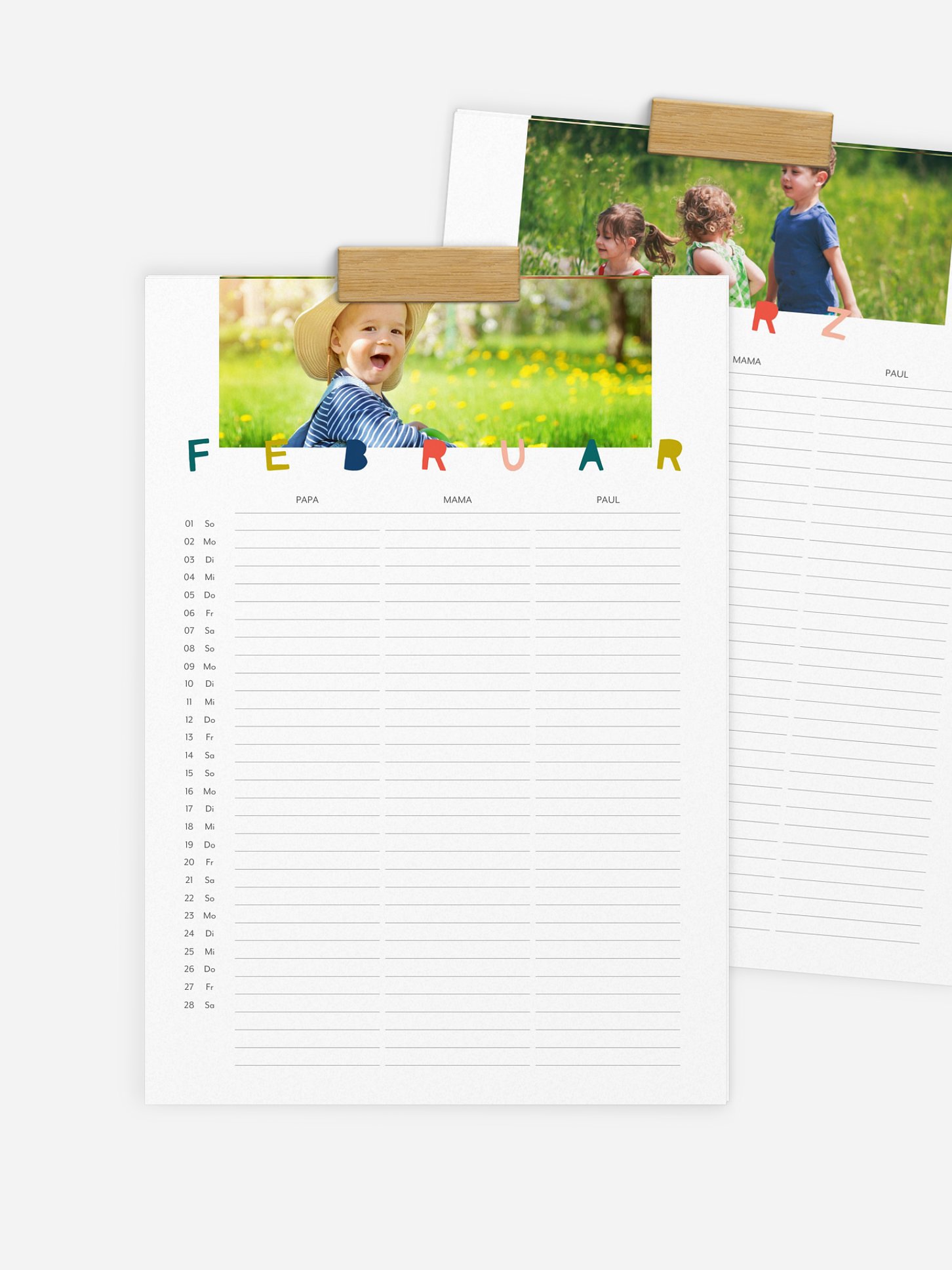 Familienkalender Buntes Jahr 3 Spalten