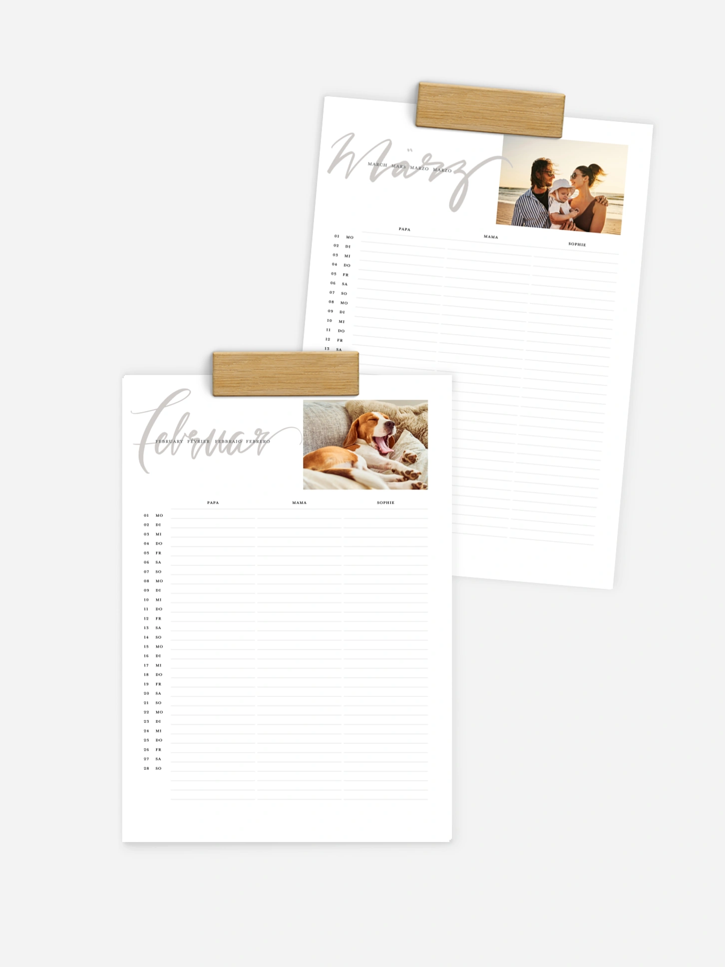 Familienkalender Calligraphy Year 3 Spalten
