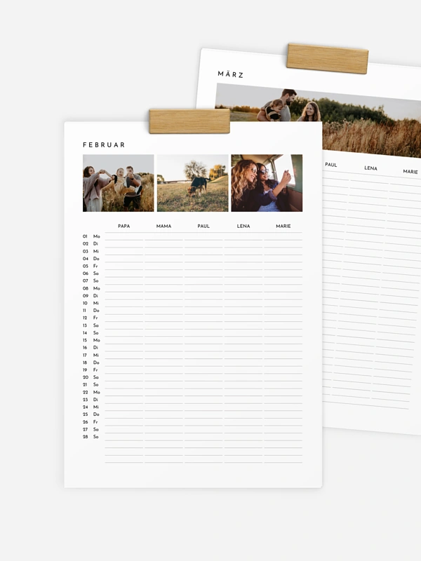 Familienkalender Minimalistic 5 Spalten