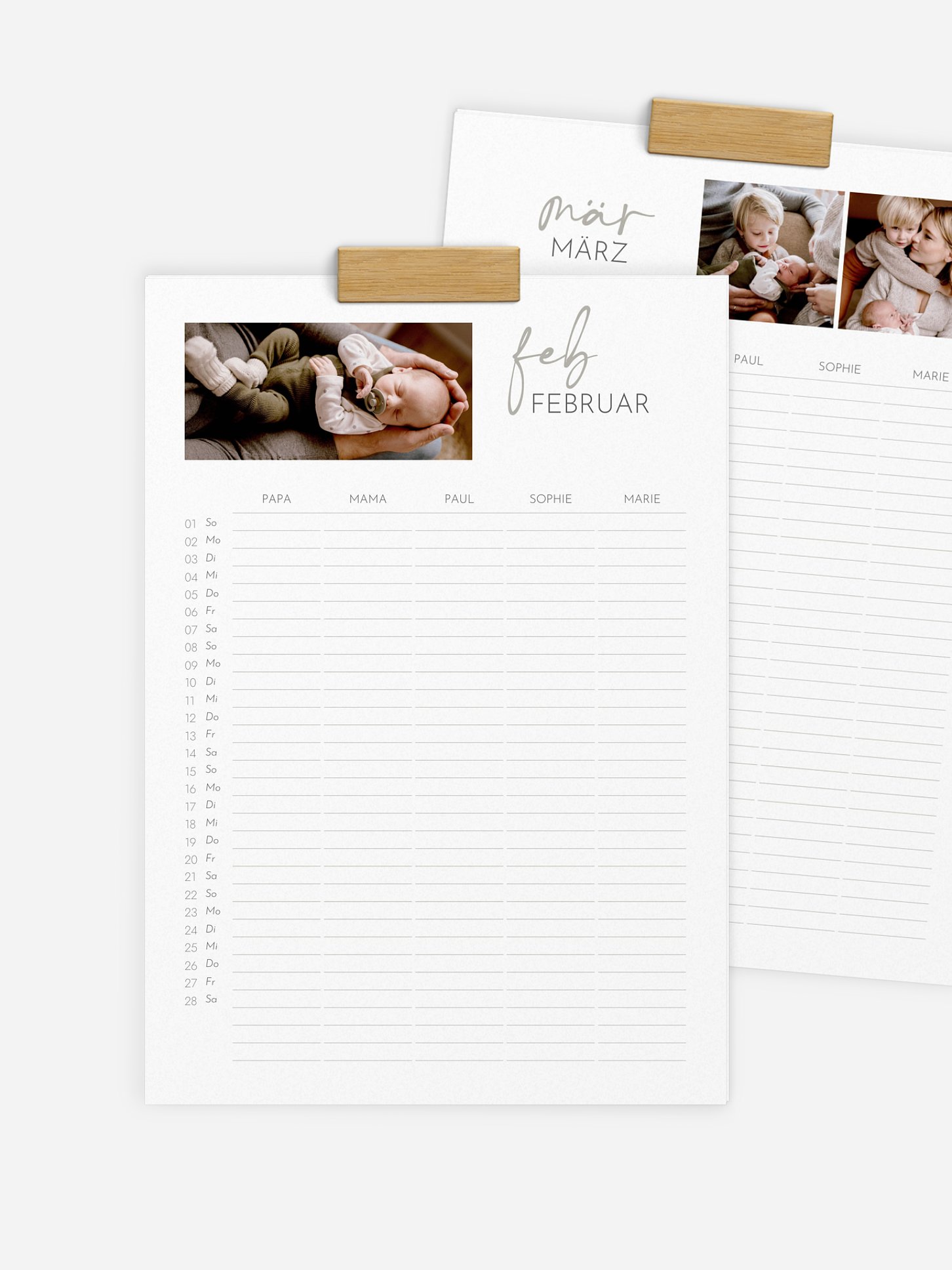 Familienkalender Unsere Zeit 5 Spalten