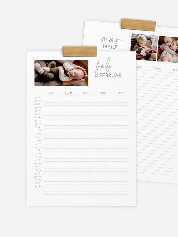 Familienkalender Unsere Zeit 5 Spalten