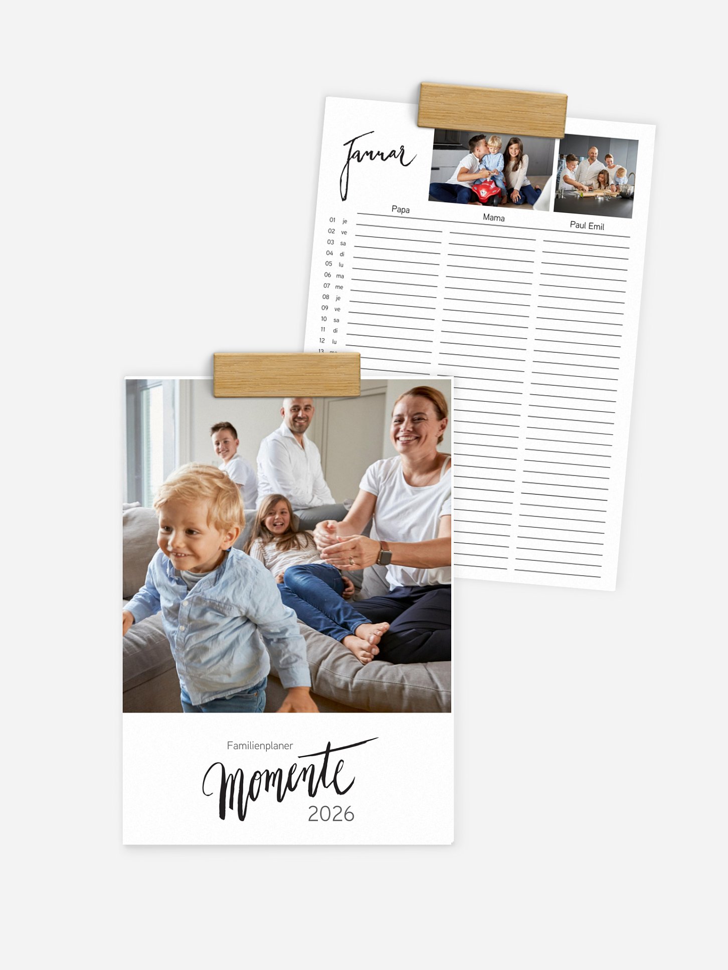 Familienkalender Modern Lettering 3 Spalten
