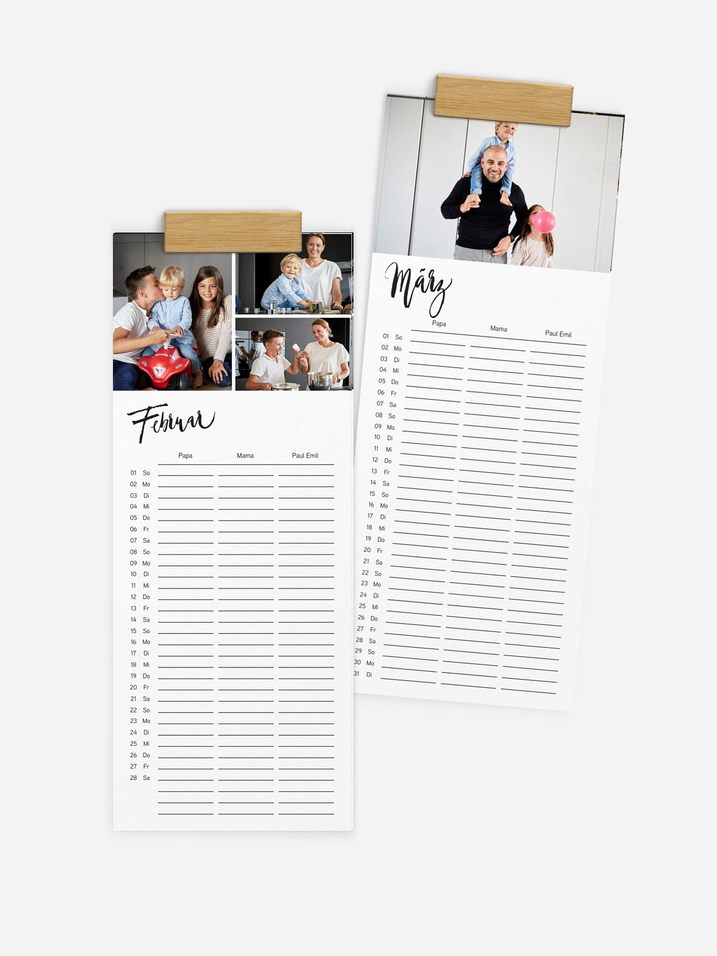 Familienkalender Modern Lettering 3 Spalten