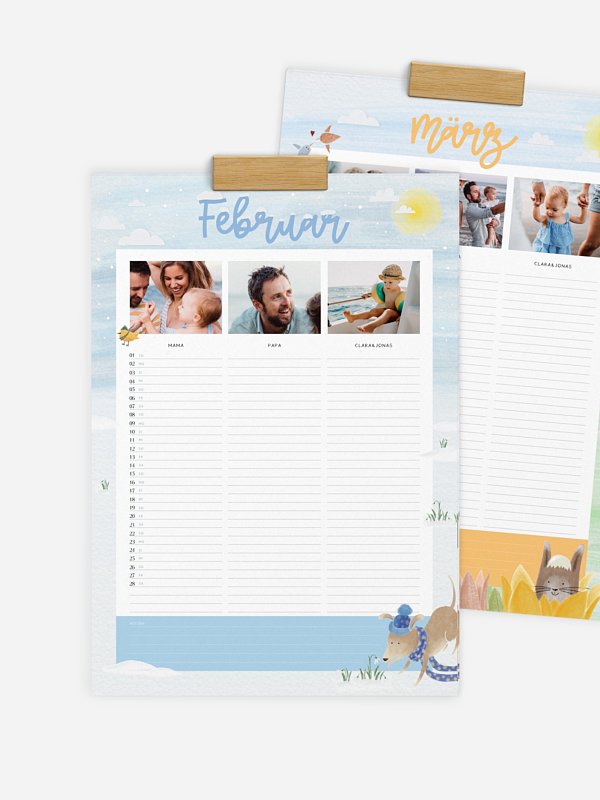 Familienkalender Tierisches Jahr 3 Spalten