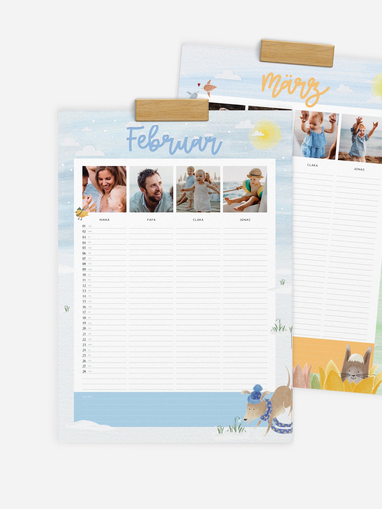 Familienkalender Tierisches Jahr 4 Spalten