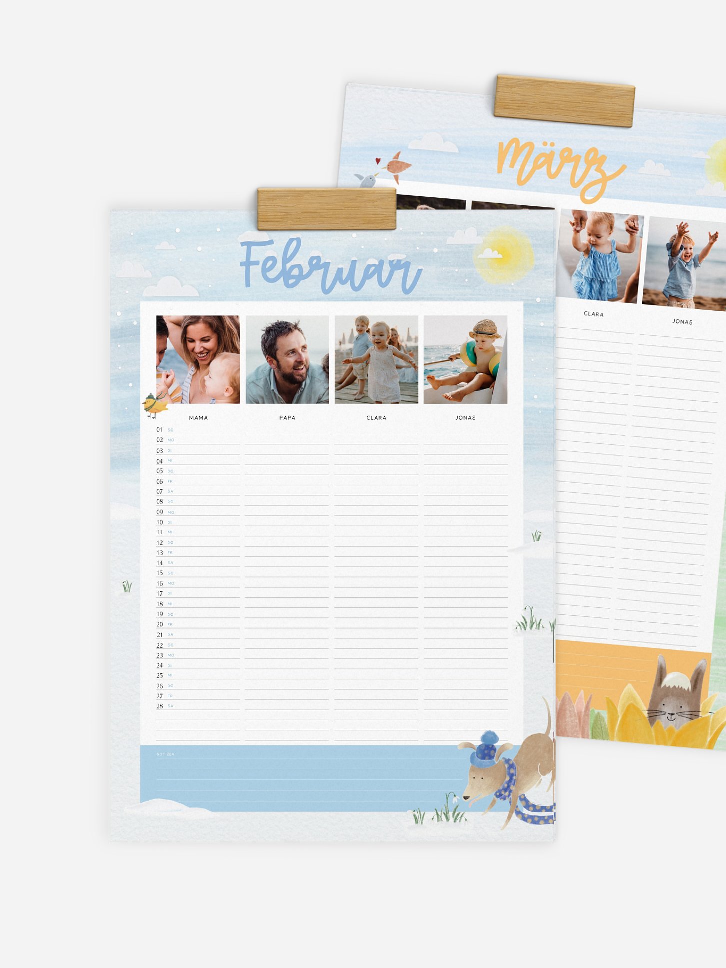 Familienkalender Tierisches Jahr 4 Spalten