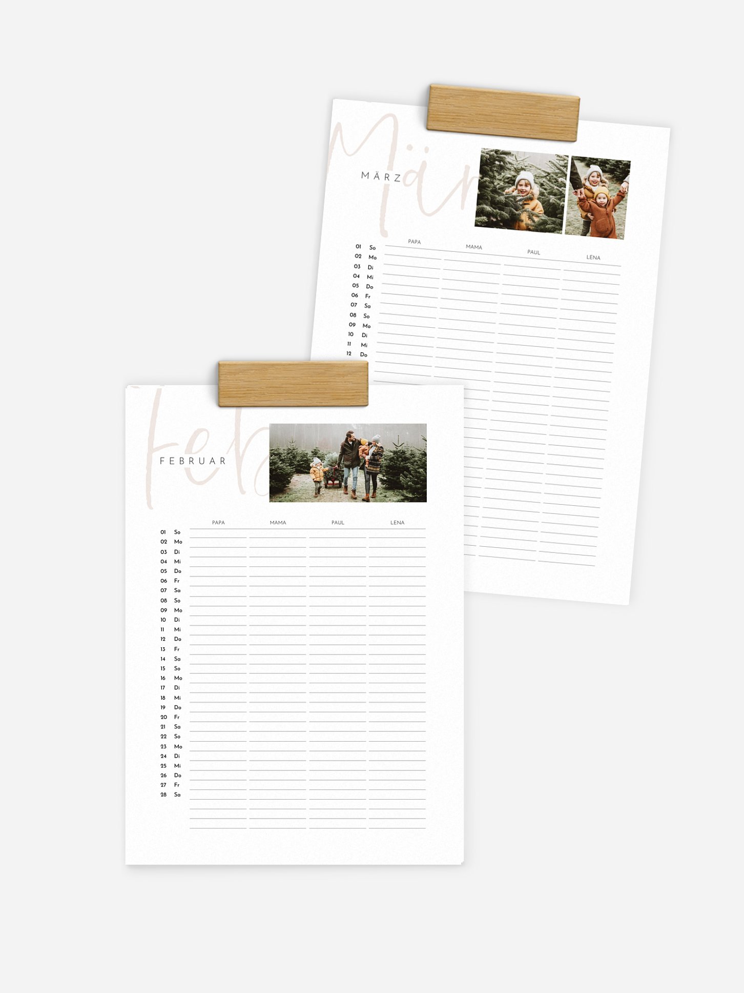 Familienkalender Big Letters 4 Spalten