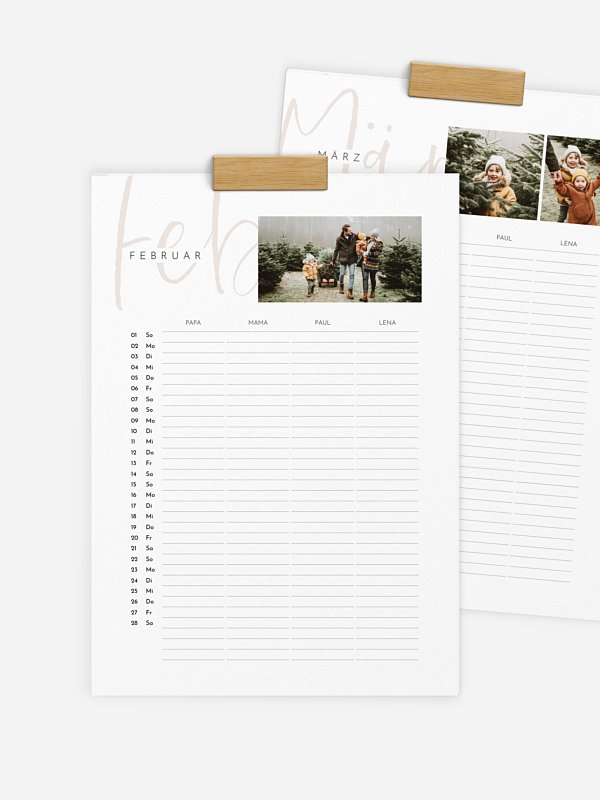Familienkalender Big Letters 4 Spalten