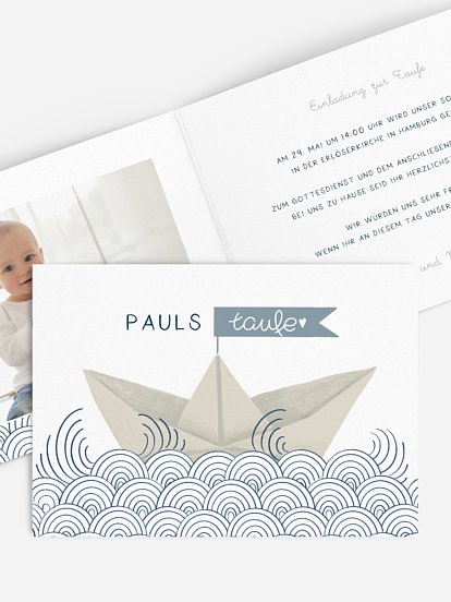 Taufeinladung Papierschiffchen