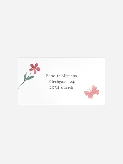 Empfängeraufkleber Taufe Blumenkreuz