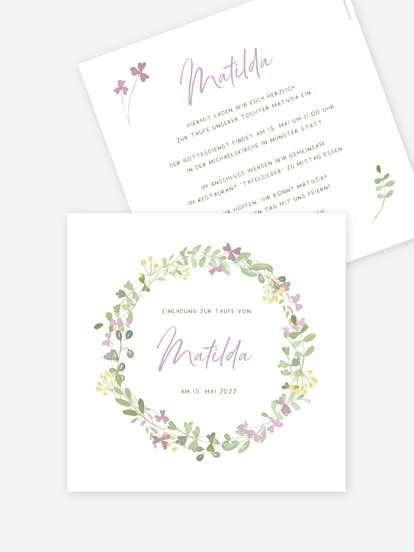 Taufeinladung Wiesenklee