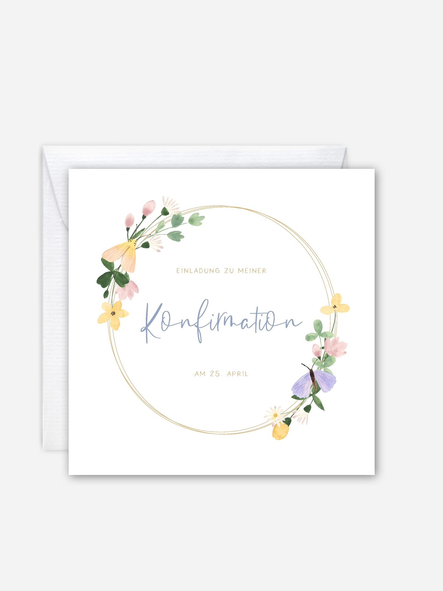 Konfirmationseinladung Blumenfalter