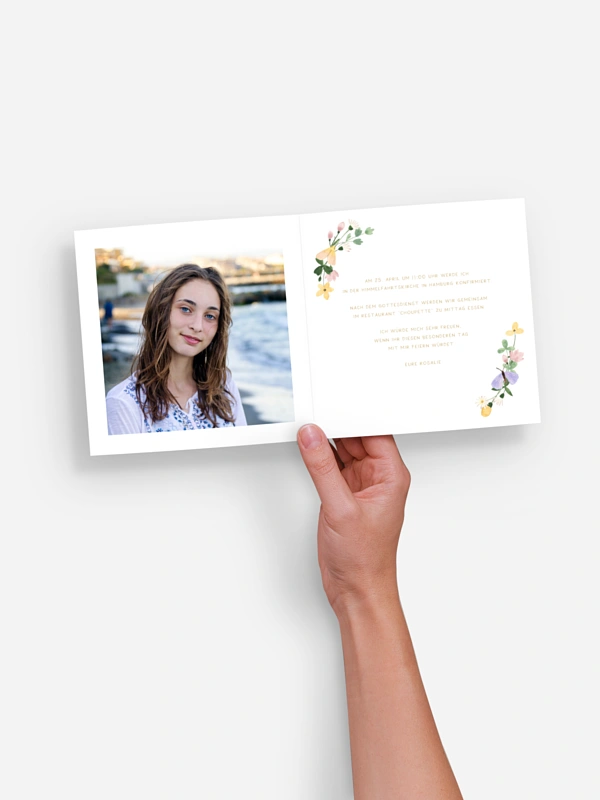 Konfirmationseinladung Blumenfalter