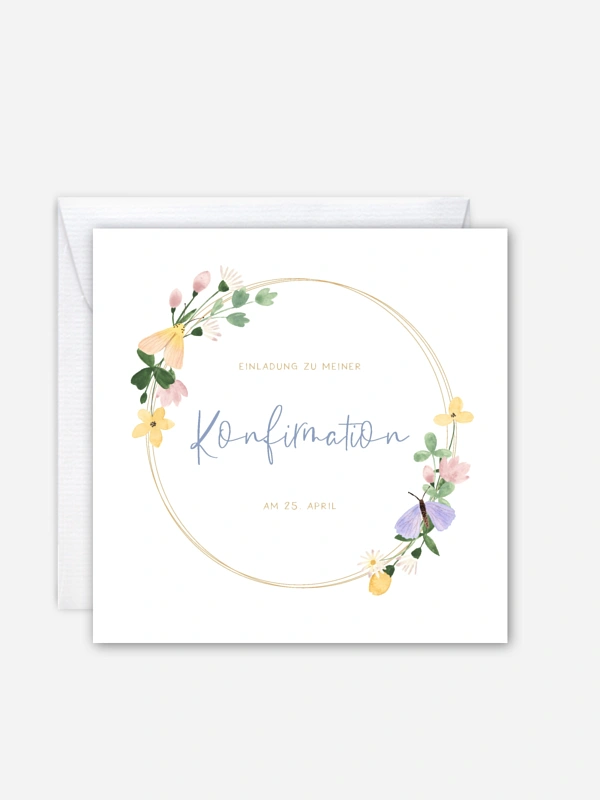 Konfirmationseinladung Blumenfalter