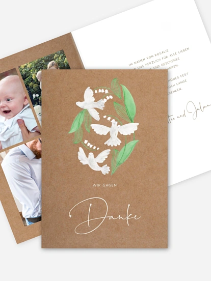 Dankeskarte Taufe Täubchen