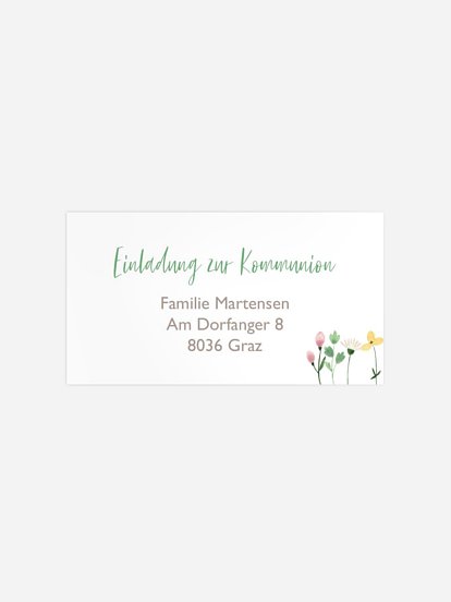 Empfängeraufkleber Konfirmation und Kommunion Blümchenwiese
